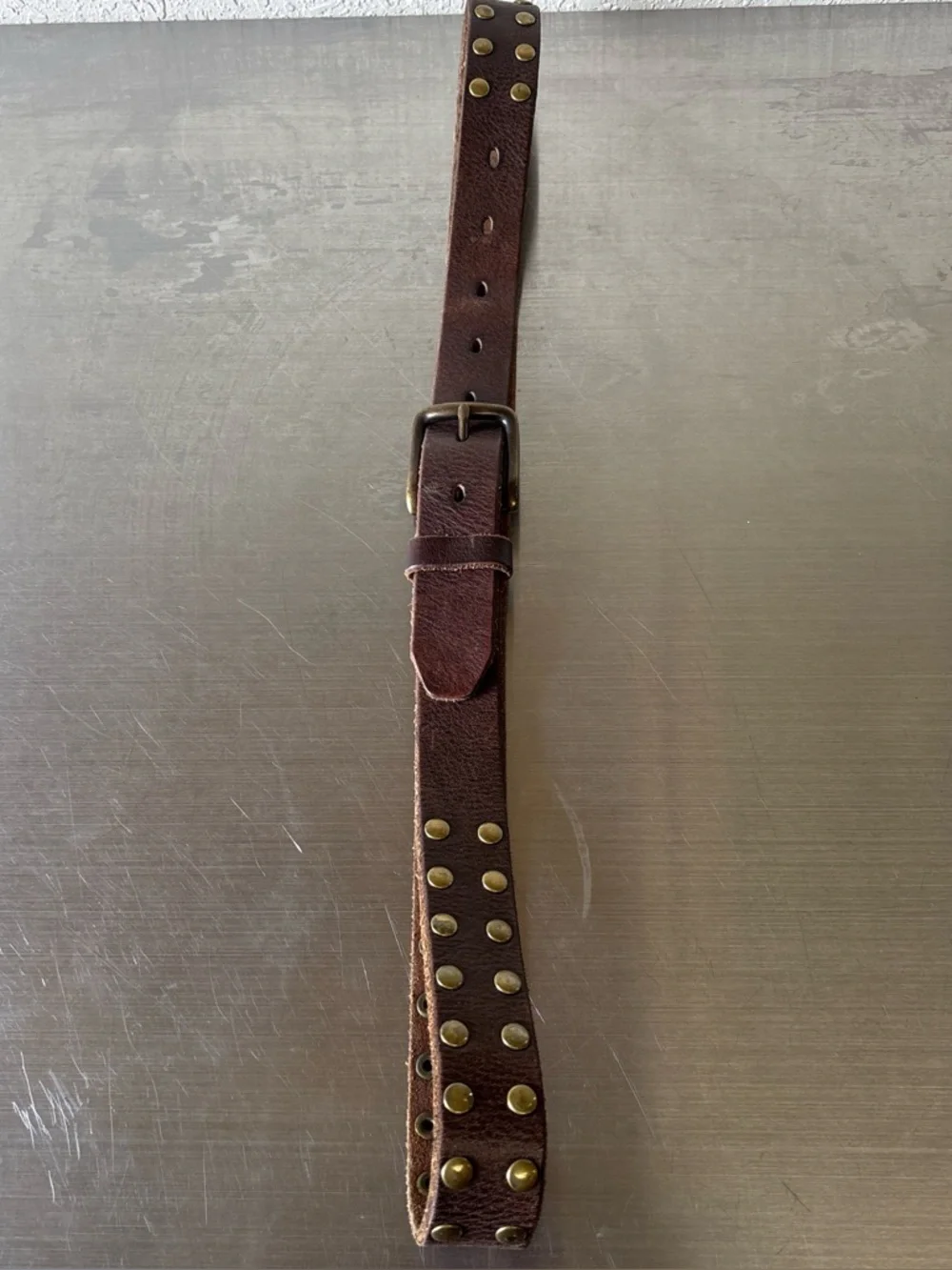 J. Crew Retro Brown Leather Studded Belt✨ - Picture 4 of 8